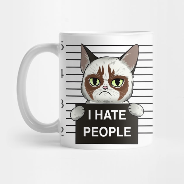 Feline Felon: Cat Mug Shot - I Hate People by Holymayo Tee